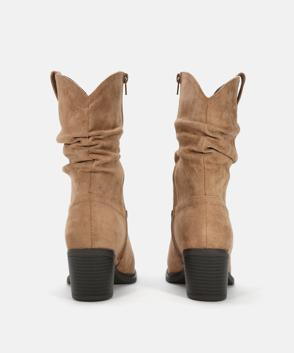 Botas cano m&eacute;dio taupe salto slouchy image number null